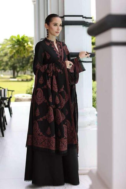 3PC EMBROIDERED DHANAK DRESS RO - 565