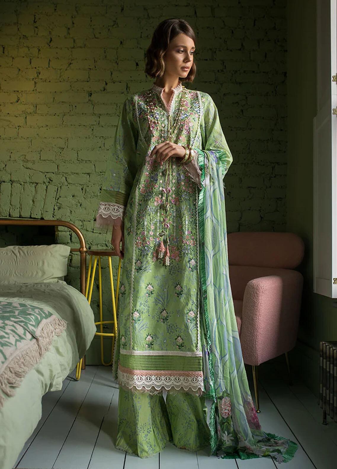 3 PC DIGITAL PRINT LAWN WITH EMBROIDERED PATCH - RO-202