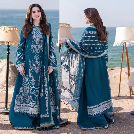 3PC EMBROIDERED LAWN SUIT - SR-521