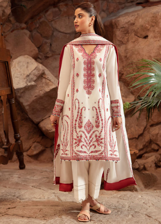 3PC EMBROIDERED DHANAK DRESS RO - 303